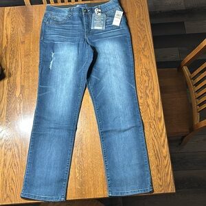 NWT Democracy Ab Solution Straight Leg Blue Size 12 Slightly Distressed Jeans